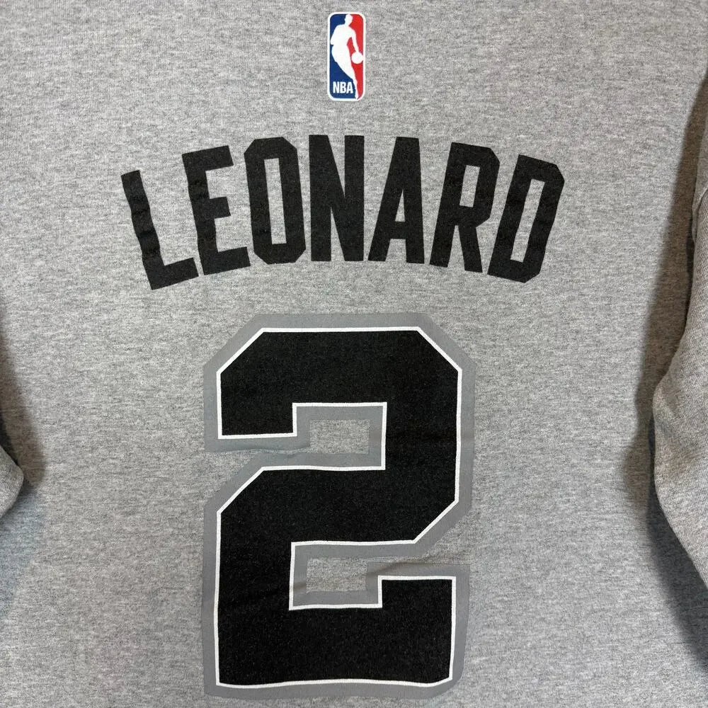 Adidas San Antonio Spurs Sweatshirt Men Medium Gray #2 Kawhi Leonard Long Sleeve